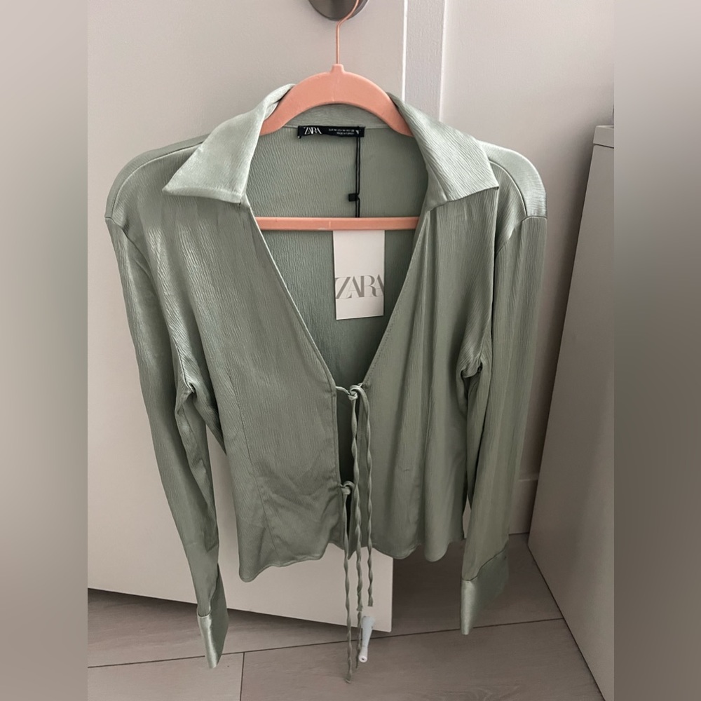 Zara tie up long sleeve top